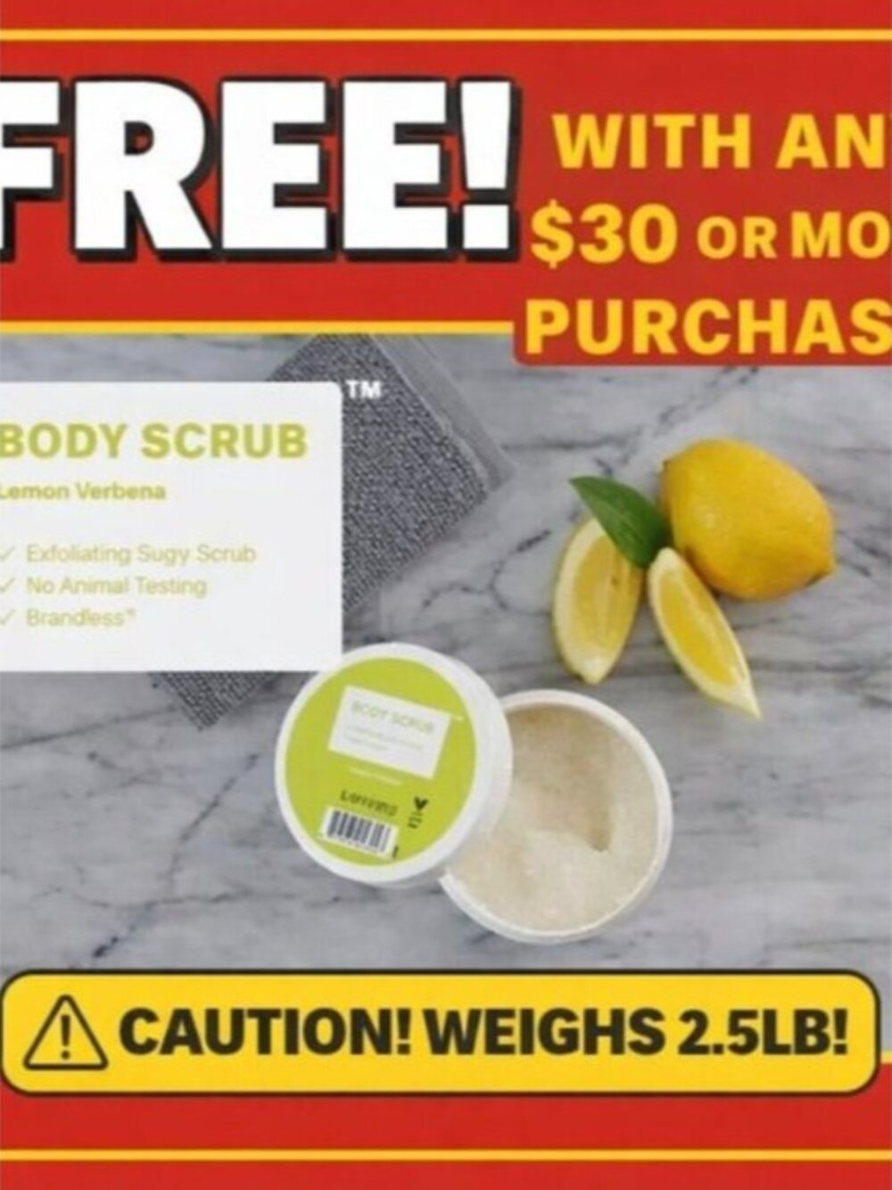 Case of 6 Brandless Salt and Sugar Exfoliating Body Scrub Lemon Verbena 8oz - Picture 2 of 9